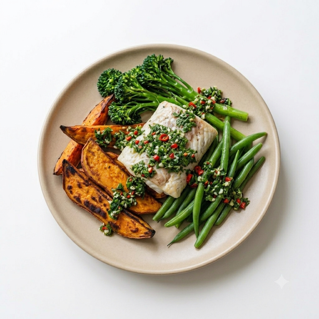 Barramundi with Vegetables and Chimichurri