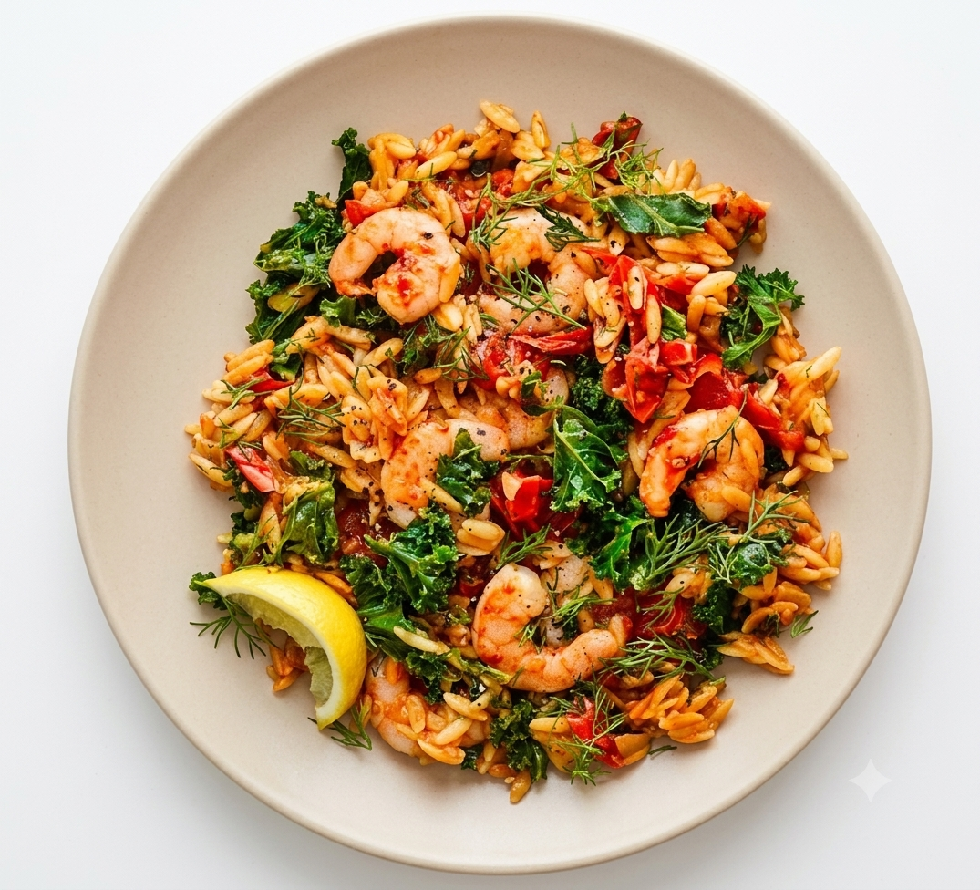 Prawn Orzo with Harissa